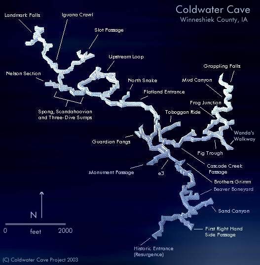 coldwater cave iowa map